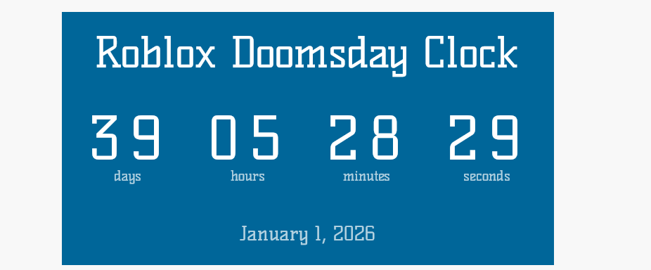 Doomsday clock countdown | The Roblox Archives